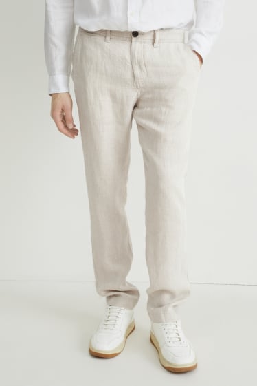 Uomo - Pantaloni chino di lino - regular fit - beige