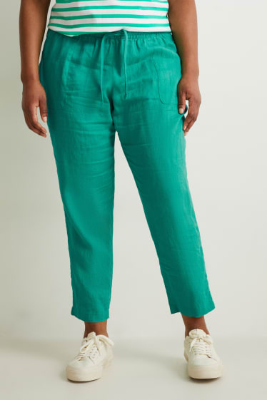 Damen - Leinenhose - Mid Waist - Straight Fit - hellgrün