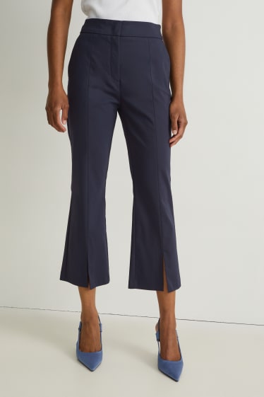 Damen - Stoffhose - Mid Waist - Flared - dunkelblau