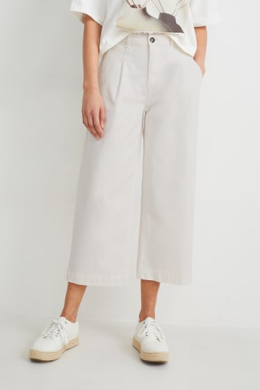 Femmes - Pantalon de toile - high waist - wide leg - blanc crème