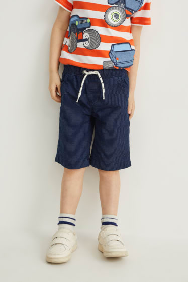 Enfants garçons - Lot de 2 - bermudas - à rayures - bleu / gris