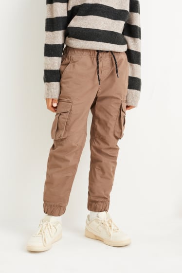 Kinder Buben - Cargohose - Thermohose - hellbraun