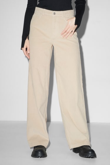 Donna - CLOCKHOUSE - pantaloni di velluto a coste - vita alta - gamba larga - beige