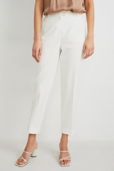 Damen - Business-Hose - Regular Fit - 4 Way Stretch - cremeweiss