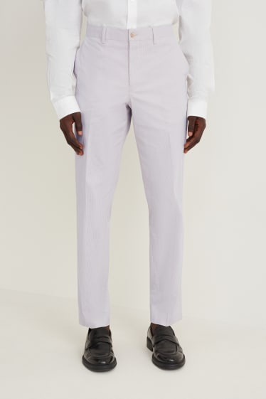 Heren - Broek uit het combi-systeem - slim fit - gestreept - lichtgrijs