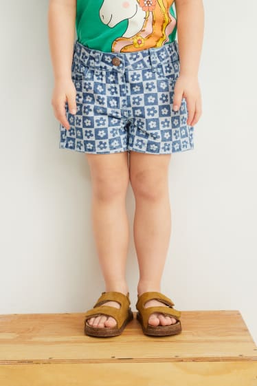 Nena - Pantalons curts texans - de flors - blau
