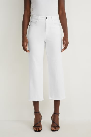Femmes - Wide leg jean - high waist - blanc
