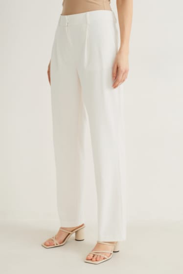 Damen - Stoffhose - Mid Waist - Straight Fit - cremeweiss
