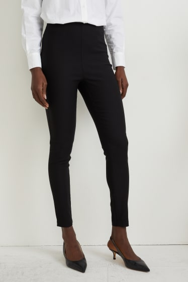 Damen - Stoffhose - High Waist - Regular Fit - schwarz