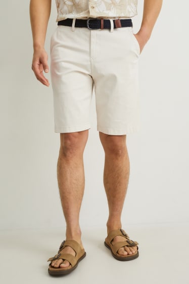 Men - Shorts with belt - light beige