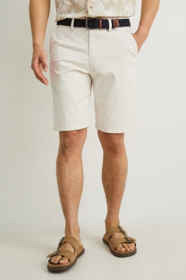 Hommes - Short avec ceinture - beige clair