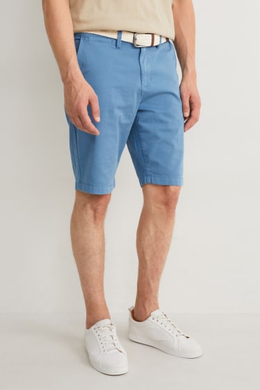 Hommes - Short avec ceinture - bleu