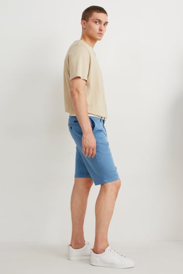 Heren - Korte broek met riem - blauw