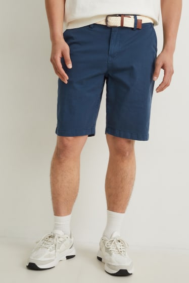Hommes - Short avec ceinture - bleu foncé