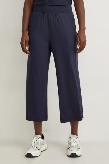 Dona - Pantalons culotte bàsics - mid waist - blau fosc