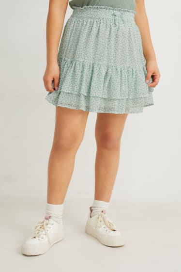 Enfants filles - Jupe - à fleurs - vert menthe