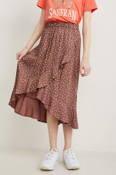 Bambine - Gonna - a fiori - marrone