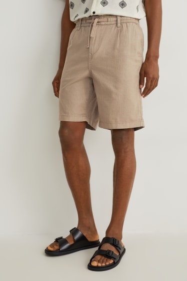 Uomo - Shorts - misto lino - marrone chiaro