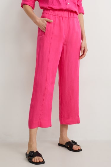 Femmes - Jupe-culotte - mid waist - wide leg - lin mélangé - rose