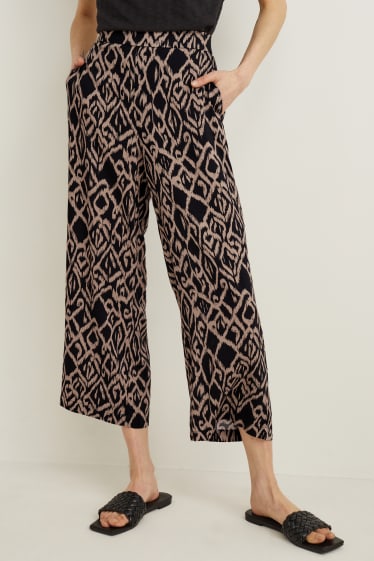 Donna - Pantaloni - vita media - palazzo - marrone