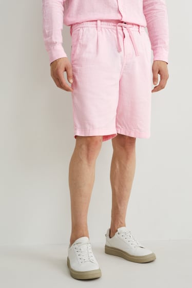 Hommes - Short - lin mélangé - rose