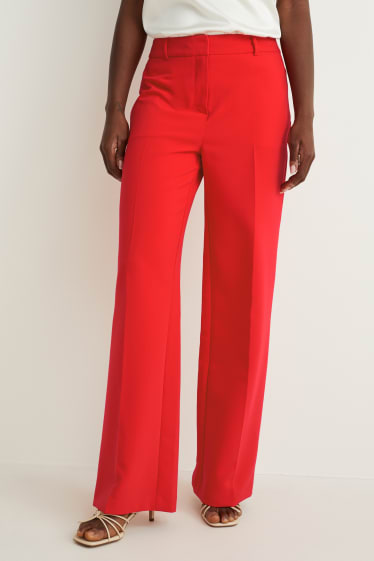 Femmes - Pantalon de bureau - high waist - wide leg - rouge