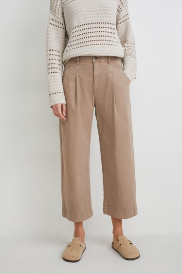 Damen - Culotte - High Waist - Wide Leg - hellbraun