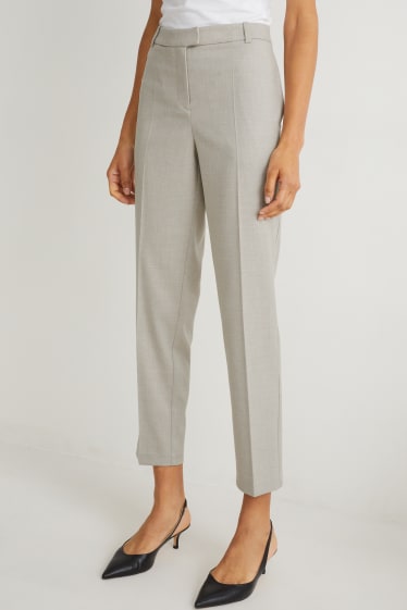 Femmes - Pantalon de bureau - mid waist - regular fit - gris clair chiné