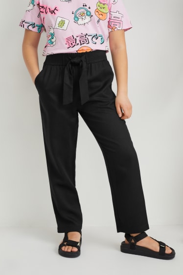 Copii - Fete - Pantaloni - tapered fit - negru