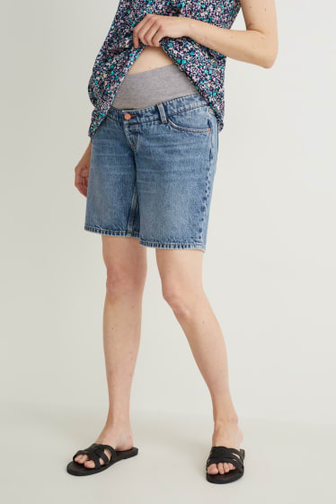 Damen - Umstandsjeans - Jeans-Bermudas - helljeansblau
