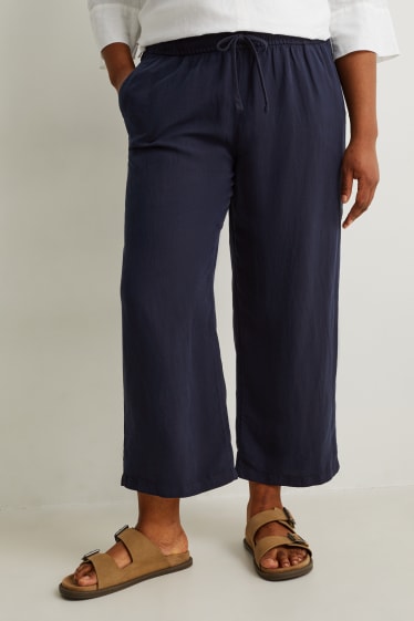 Damen - Stoffhose - Mid Waist - Comfort Fit - dunkelblau