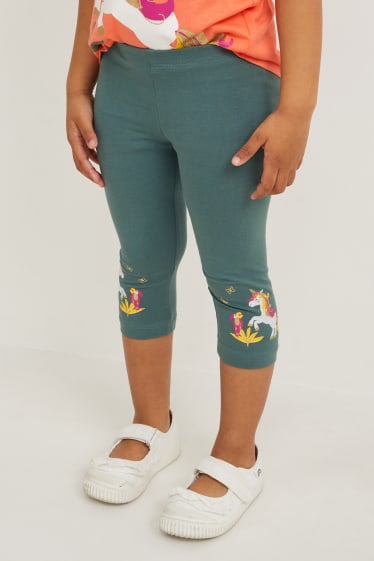 Kinder Mädchen - Multipack 3er - Einhorn - Leggings - grün
