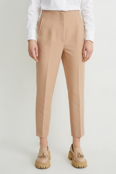 Donna - Pantaloni di stoffa - vita alta - cigarette fit - beige