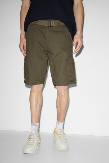 Uomo - Shorts cargo con cintura - kaki