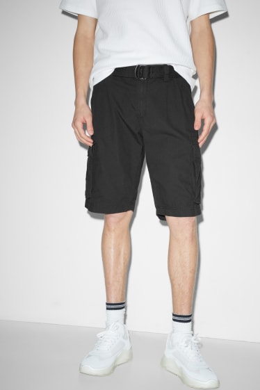 Uomo - Shorts cargo con cintura - nero