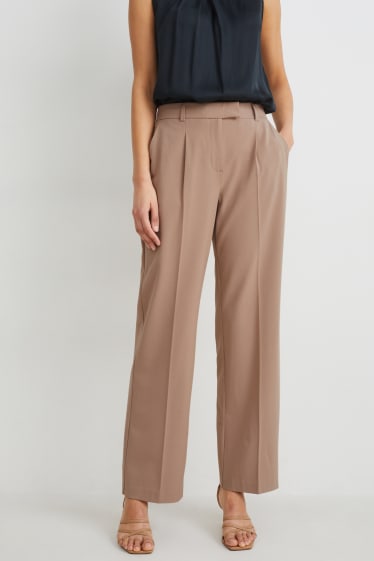 Dona - Pantalons de tela - high waist - straight fit - beix