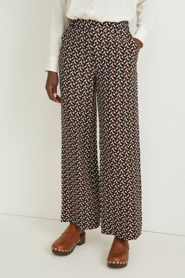 Donna - Pantaloni - vita media - palazzo - marrone