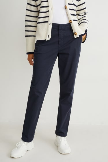 Dámské - Kalhoty chino - mid waist - tmavomodrá
