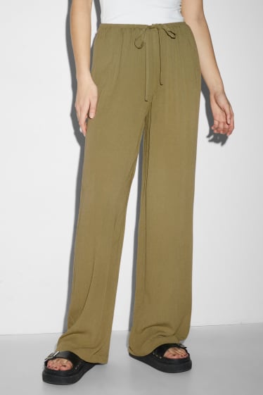 Femmes - CLOCKHOUSE - pantalon de toile - mid waist - wide leg - vert clair