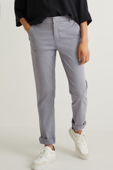 Dames - Chino - mid waist - grijs