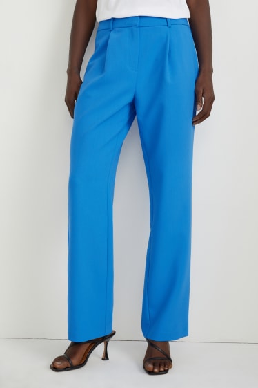 Damen - Stoffhose - High Waist - Straight Fit - blau