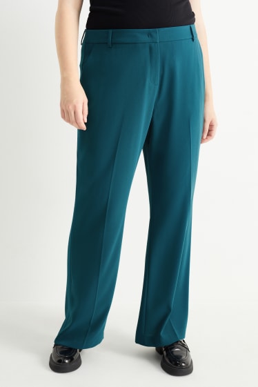 Damen - Stoffhose - Mid Waist - Straight Fit - dunkeltürkis