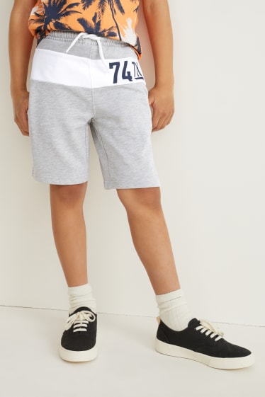 Kinderen: jongens - Set van 2 - sweatshorts - licht grijs-mix