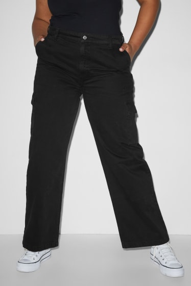 Damen - CLOCKHOUSE - Cargohose - High Waist - schwarz