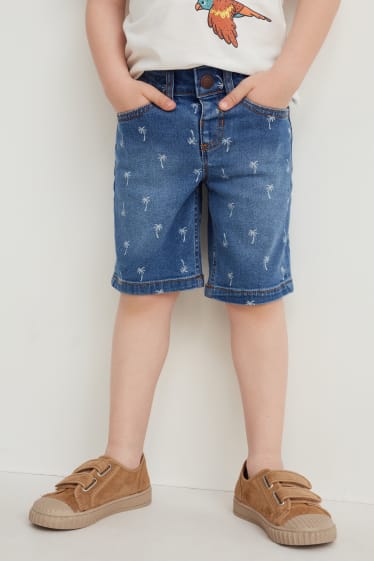 Children Boys - Denim shorts - patterned - blue denim