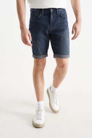 Pánské - Džínové šortky - jog denim - LYCRA® - džíny - tmavomodré