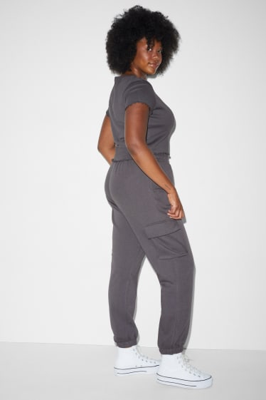 Femmes - CLOCKHOUSE - pantalon de jogging cargo - gris foncé