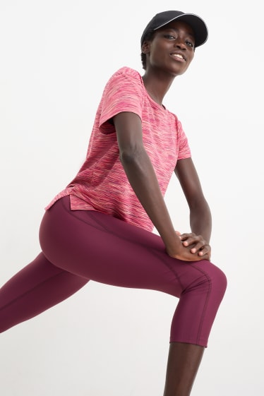 Damen - Sport-Capri-Leggings - Shaping Effekt - 4 Way Stretch - dunkelrosa