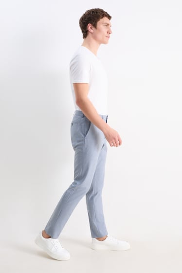 Mężczyźni - Spodnie modułowe - slim fit - Flex - 4 Way Stretch - w kratę - jasnoniebieski