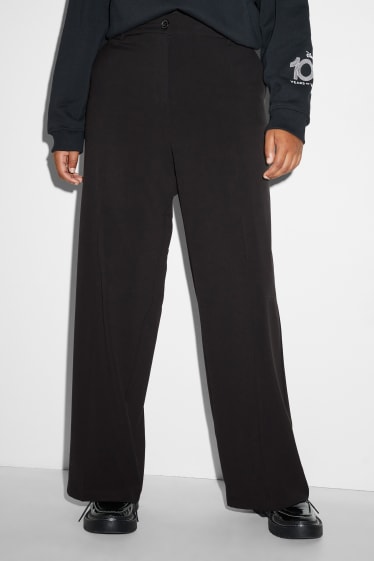 Femmes - CLOCKHOUSE - pantalon en toile - mid waist - straight fit - noir